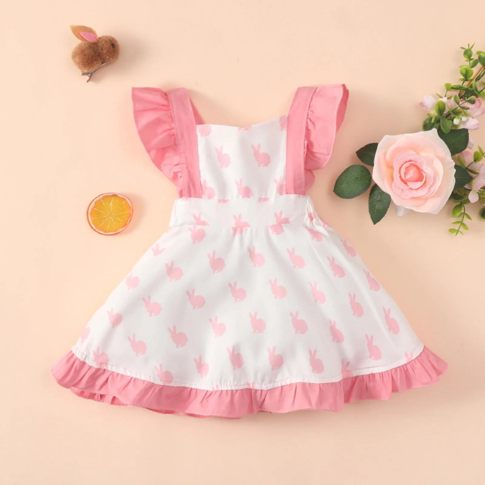 

Toddler Baby Girls Easter Dress Bunny Print Kids Girl Clothes Sleeveless Backless Easter Sundress For Girls Summer Dresses