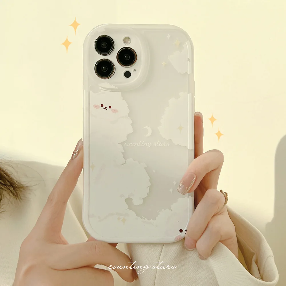 

Contracted The Clouds White Bear Phone Case For iphone 14 13 12 11 Pro Max X XR XSMAX 7 8 Plus SE TPU Case Cover New Products