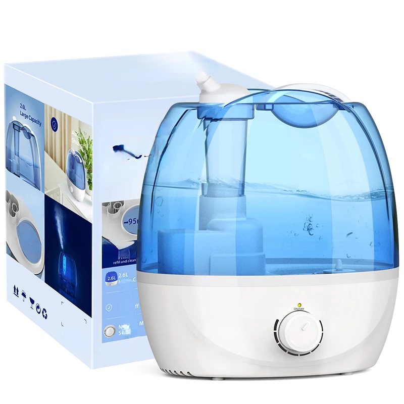 

Cool Mist Air Humidifier 2.6L Quiet Ultrasonic Humidifiers for Bedroom & Large room-Adjustable-360° Rotation-BPA FREE