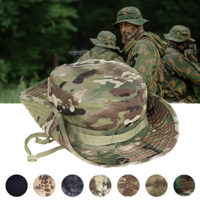 

Camouflage Tactical Cap Boonie Military Hats Army Caps Outdoor Hunting Mountaineering Hiking Fishing Sun Protector Fisherman Cap