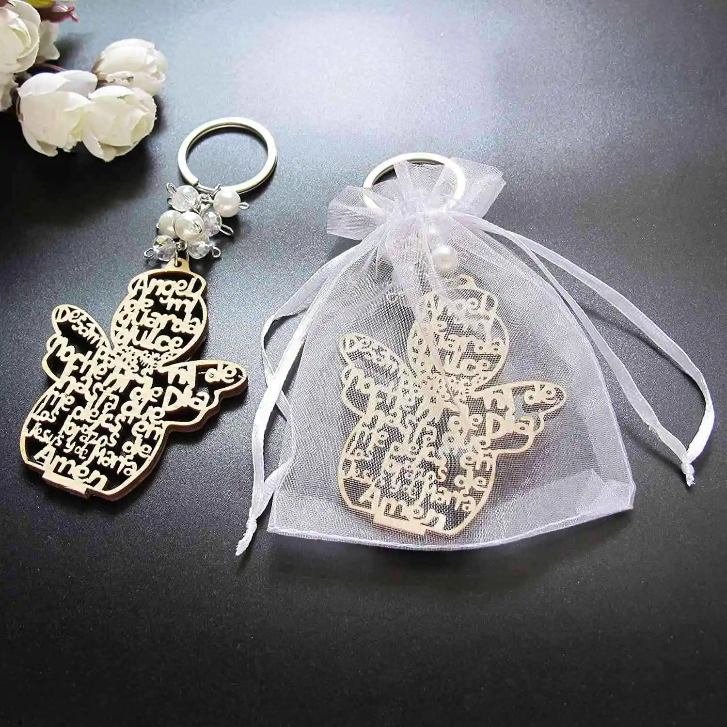 20 шт. брелок для ключей с ангелом крещения деревянный сувениры причастия