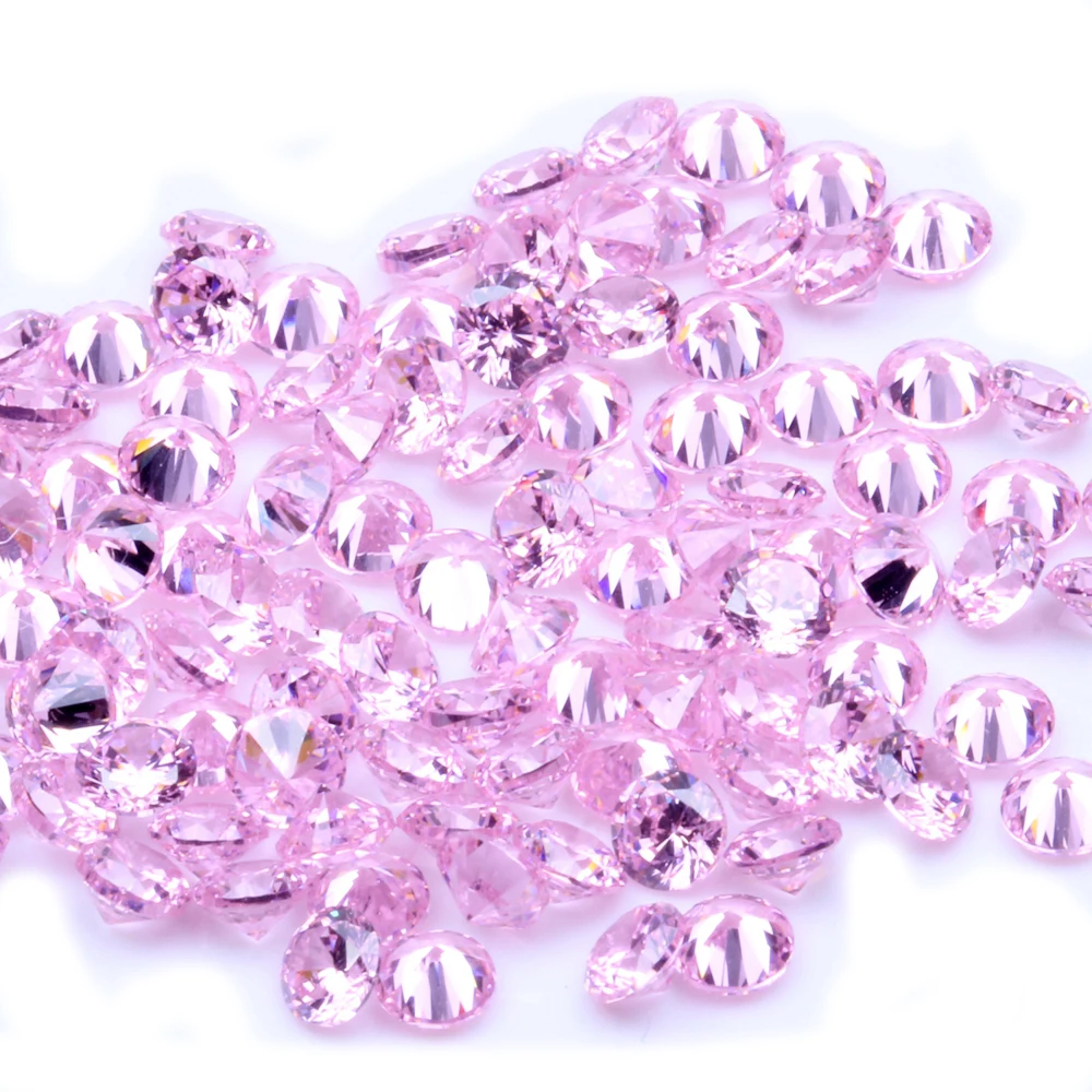

1000pcs AAAAA+ 1.0-4.0mm CZ Stone Round Cut Beads Pink Color Cubic Zirconia Synthetic Gems For Jewelry