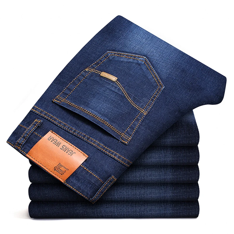 

2022 Spring and Autumn New Classic Men's Large Size Jeans Fashion Business Casual Stretch Slim Black Blue Men's Brand Pants