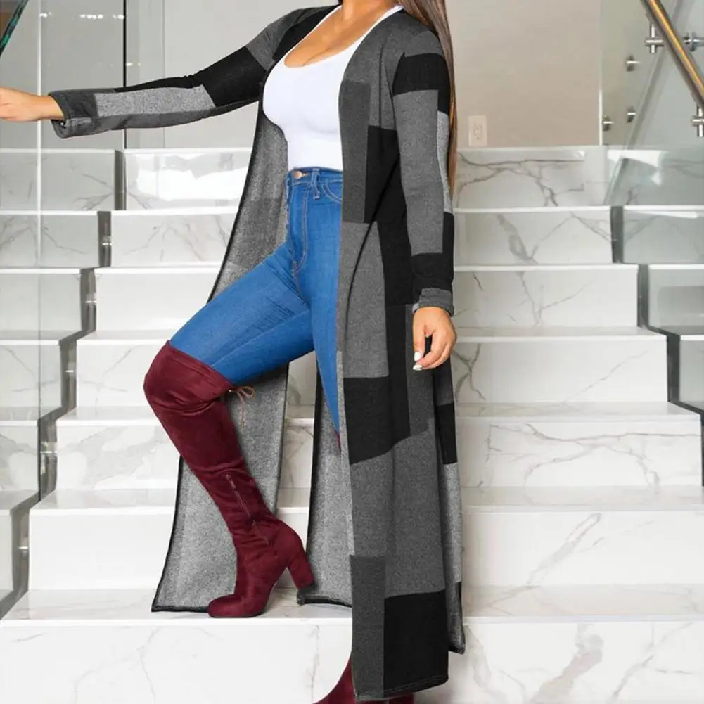 

Trendy Cardigan Coat No Button Coldproof Thin Coat Casual Elegant Spring Autumn Loose Long Coat