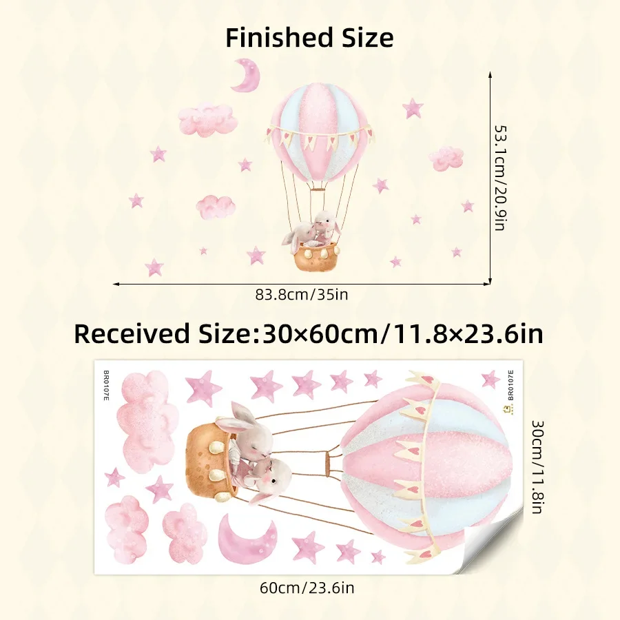 

30*60 см стикер на стену для детей детский мультфильм облако воздушный шар животное спальня водостойкий съемный фон наклейки домашний декор