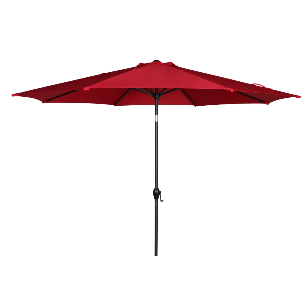

11ft Really Red Round Outdoor Tilting Market Umbrella with Crank Patio Furniture Umbrella Beach Picnic Umbrella Outdoor Umbrella