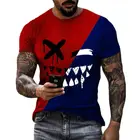Мужская футболка с круглым вырезом, Повседневная Уличная футболка с коротким рукавом, с 3D-принтом XOXO, 2021