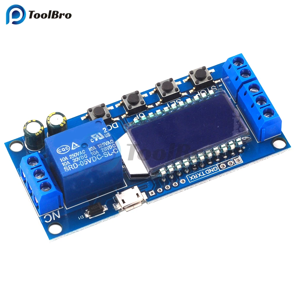 

6-30V Micro USB Digital LCD Display Time Delay Relay Module Timer Control Trigger Cycle Timing Relay Module 12V 24V
