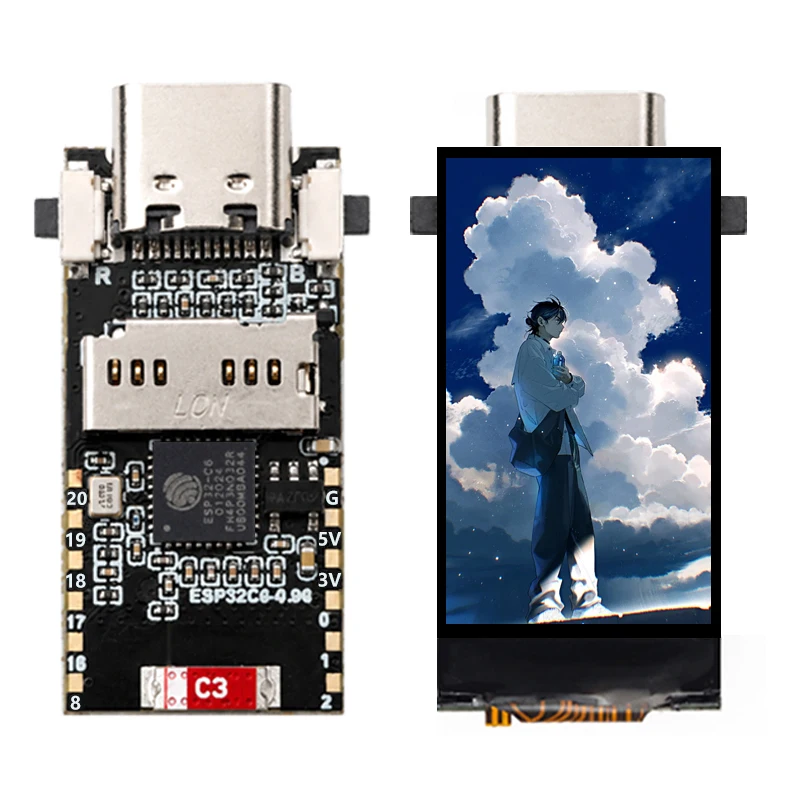 Фото Плата разработчика ESP32-C6 с ЖК-экраном 0,96 дюйма ST7789 160x80, мини-дисплей, порт SD, модуль LVGL QST для Arduino №3
