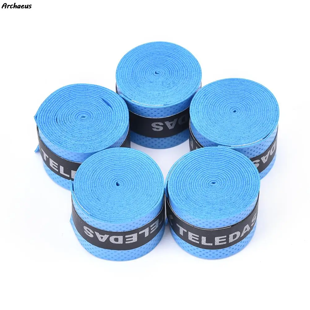 5PCS Tennis Racket Grips Anti Slip Sweat Absorbed Wraps Tape Badminton Squash Grab Handle Cover Bandage Strap Fishing Rod - купить по