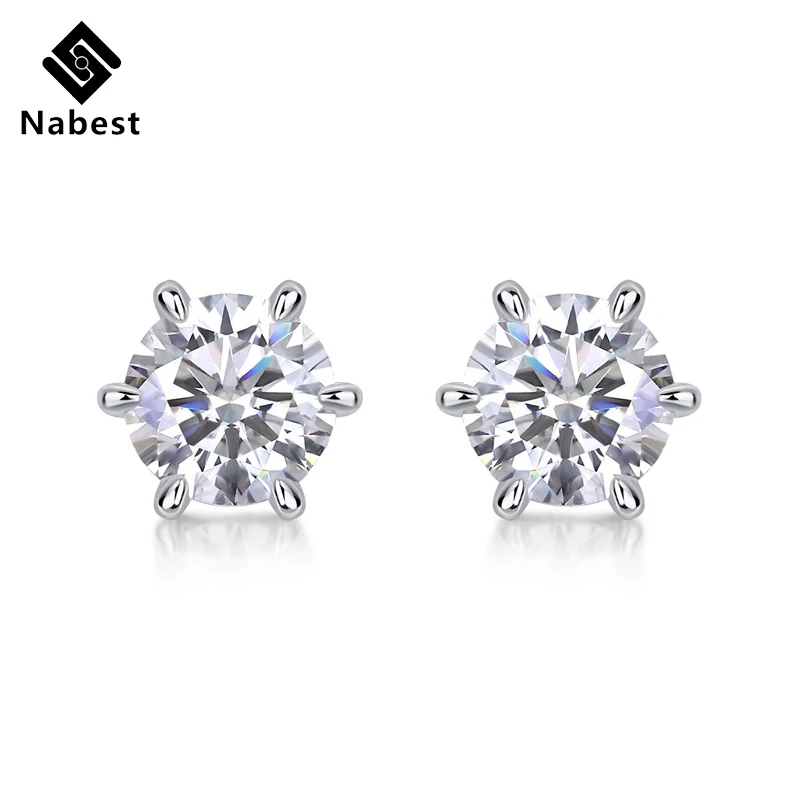 Nabest Лидер продаж 6 когтей классические серьги-гвоздики из стерлингового серебра