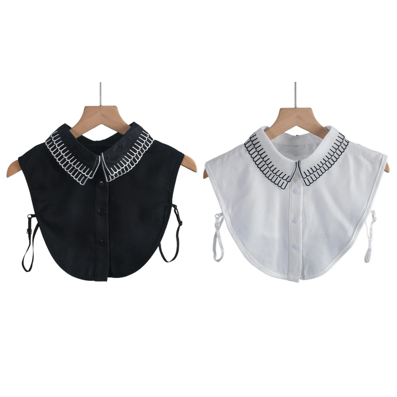 

Half Shirt Crop Top Embroidery Tiered False Collar Apparel Accessories for Women