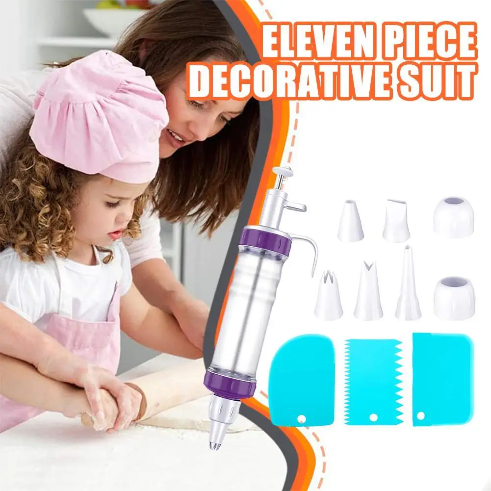 

11 Piece Plastic Decoration Gun Set Cookie Cake Baking Tool Cream Decoration Mouth Scraper Hot
