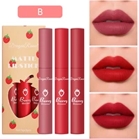 3 pcs sexy liquid lipstick set matte velvet lip glaze waterproof long lasting non marking natural lip tint cosmetic kit
