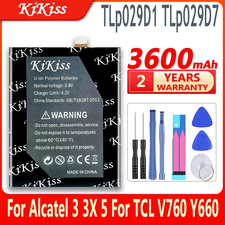 

Аккумулятор KiKiss TLP029D1 TLp029D7 для Alcatel 3 3X 5 Alcatel3 Alcatel5 для TCL V760 Y660 OT-5052D 5052Y 5058 OT-5086D 5034D 5008Y