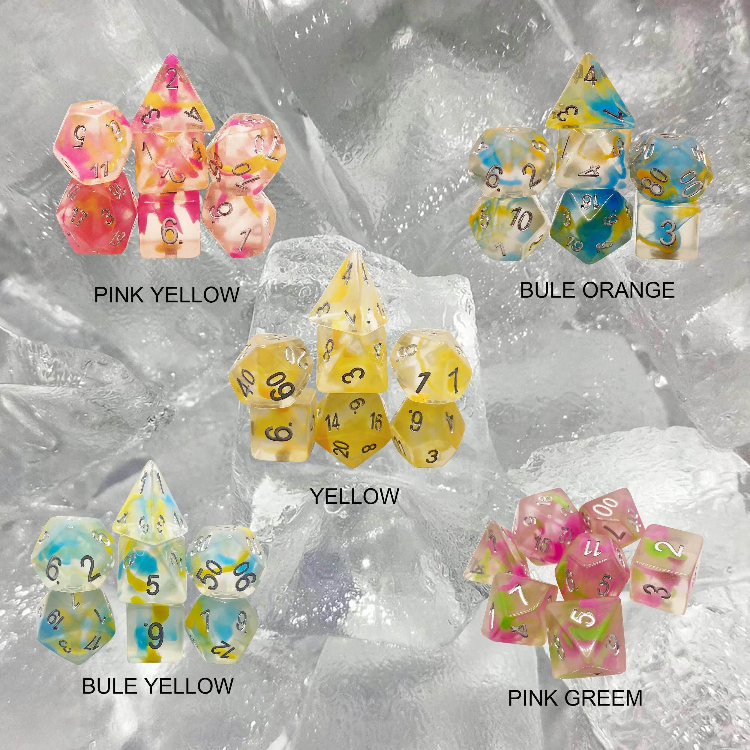 Двухцветные серебристые кубики ICE для кубиков dnd d&ampd подземелий и драконов juegos de