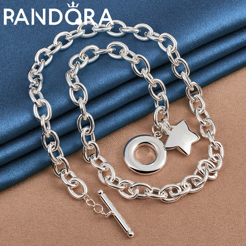

Silver Colour 45cm Chain Ot Buckle Solid Star Pendant Necklace For Man Women Hip Hop Rap Party Fashion Jewelry Trend Accessories