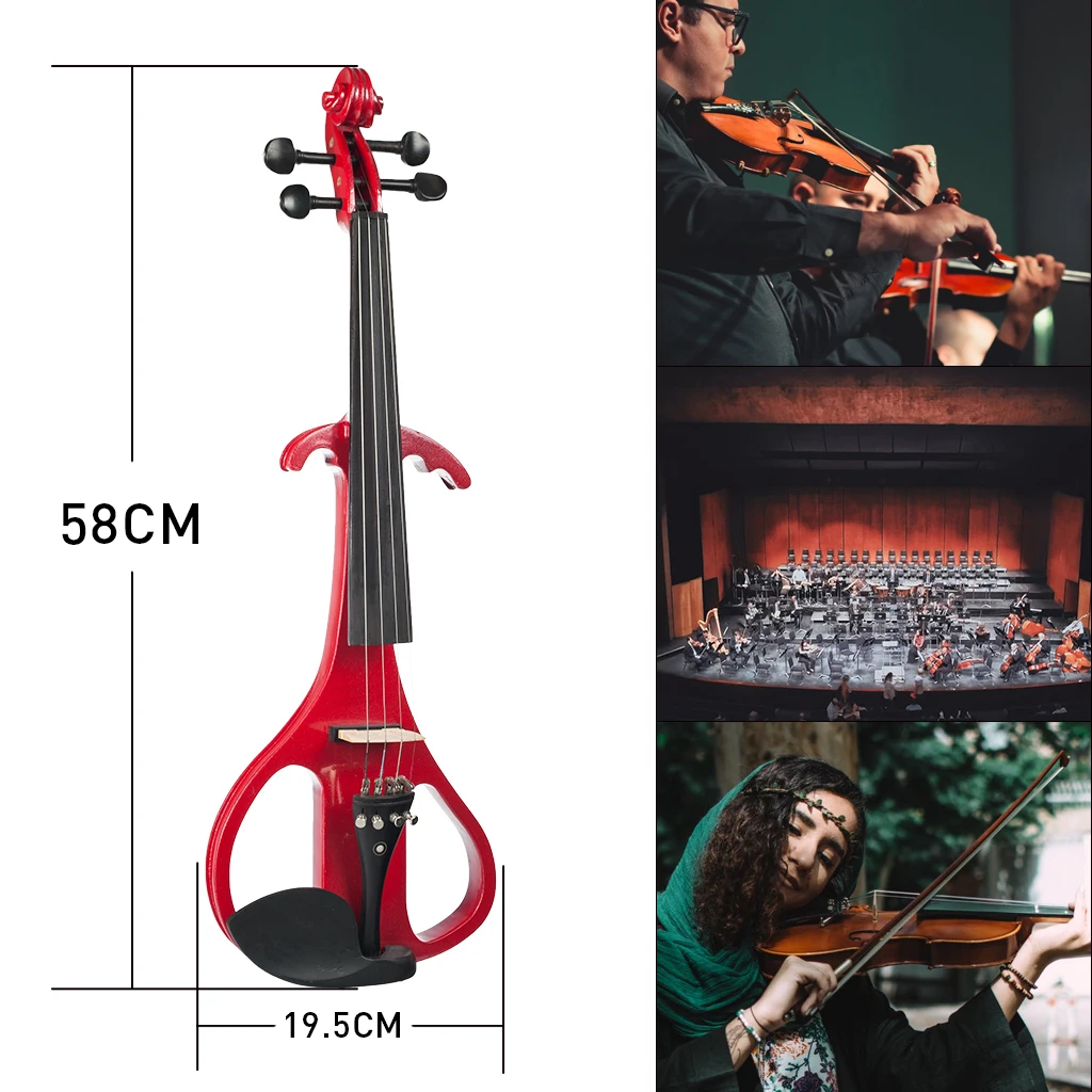 Electric Violin 4/4 Full Size Electric Violin Kit for Beginners Adults Solid Wood Electric Fiddle Set for Stage Silent Practice enlarge