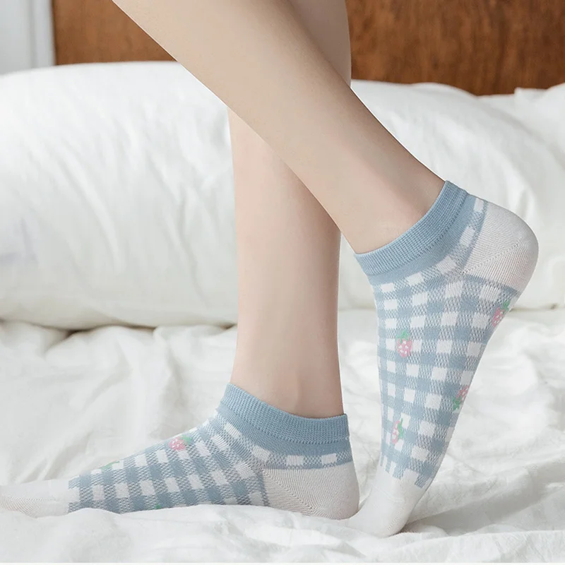 5 пар/случайные женские носки-лодочки повседневные милые Мультяшные сетчатые