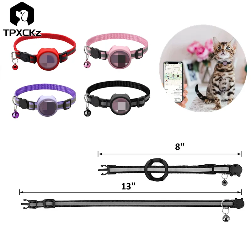 

Airtag Pet Collar Reflective Nylon Adjustable Collar for Cat Puppy Anti-lost Collar With Apple Airtags Holder AirTag Accessories