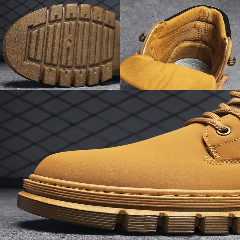 Classic Men Boot Ankle Platform Non-slip Cowboy Boots Outdoor Work Safety Shoes Motocycle Tactical Military Boot New 2021 Autumn