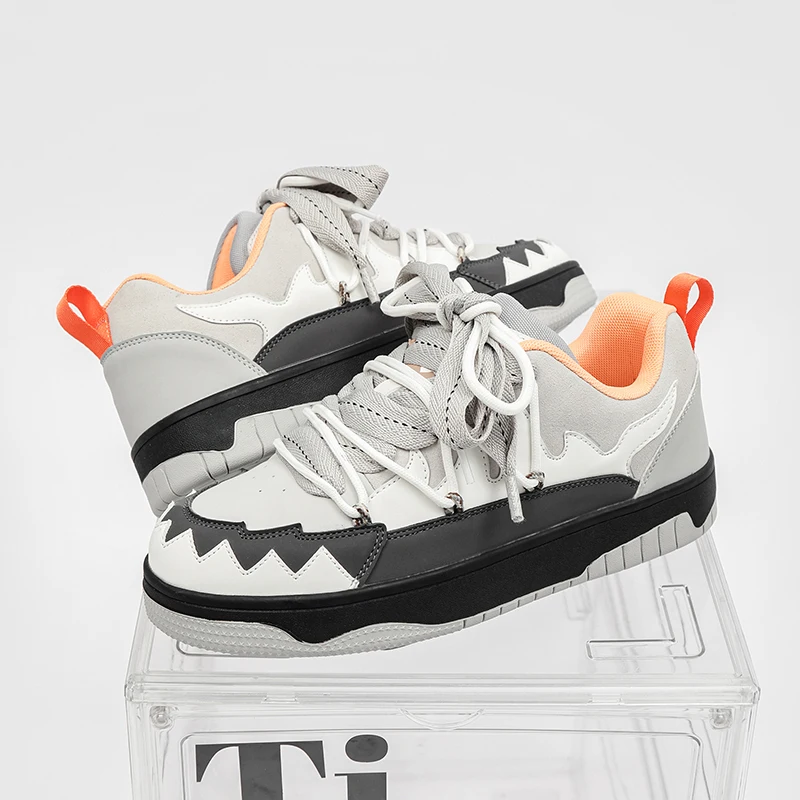 

Unisex Brand Leisure Skateboarding Shoes Men Leather Leisure Designer Chunky Sneakers Women Sport Walking Shoes Male Footwear