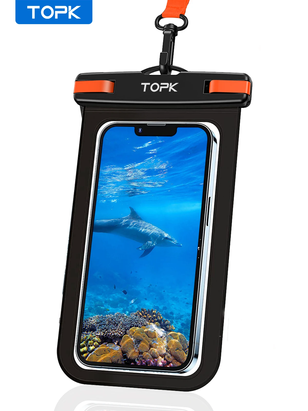 TOPK E01 Waterproof Phone Pouch,Universal IPX8 Waterproof Phone Case Dry Bag with Lanyard for iPhone Samsung Up to 7.0 inch