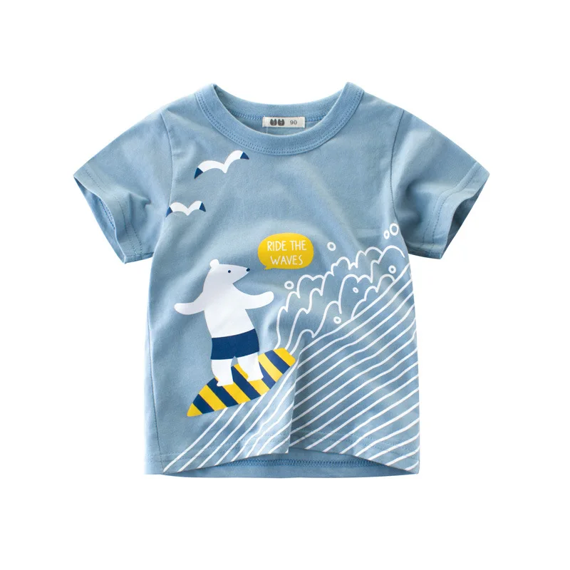 Boy Summer Short Sleeve T-Shirts Girl Casual Cartoon Bear Tee Shirt Toddler CrewNeck Top Kids Wear Fashion Children Clothing