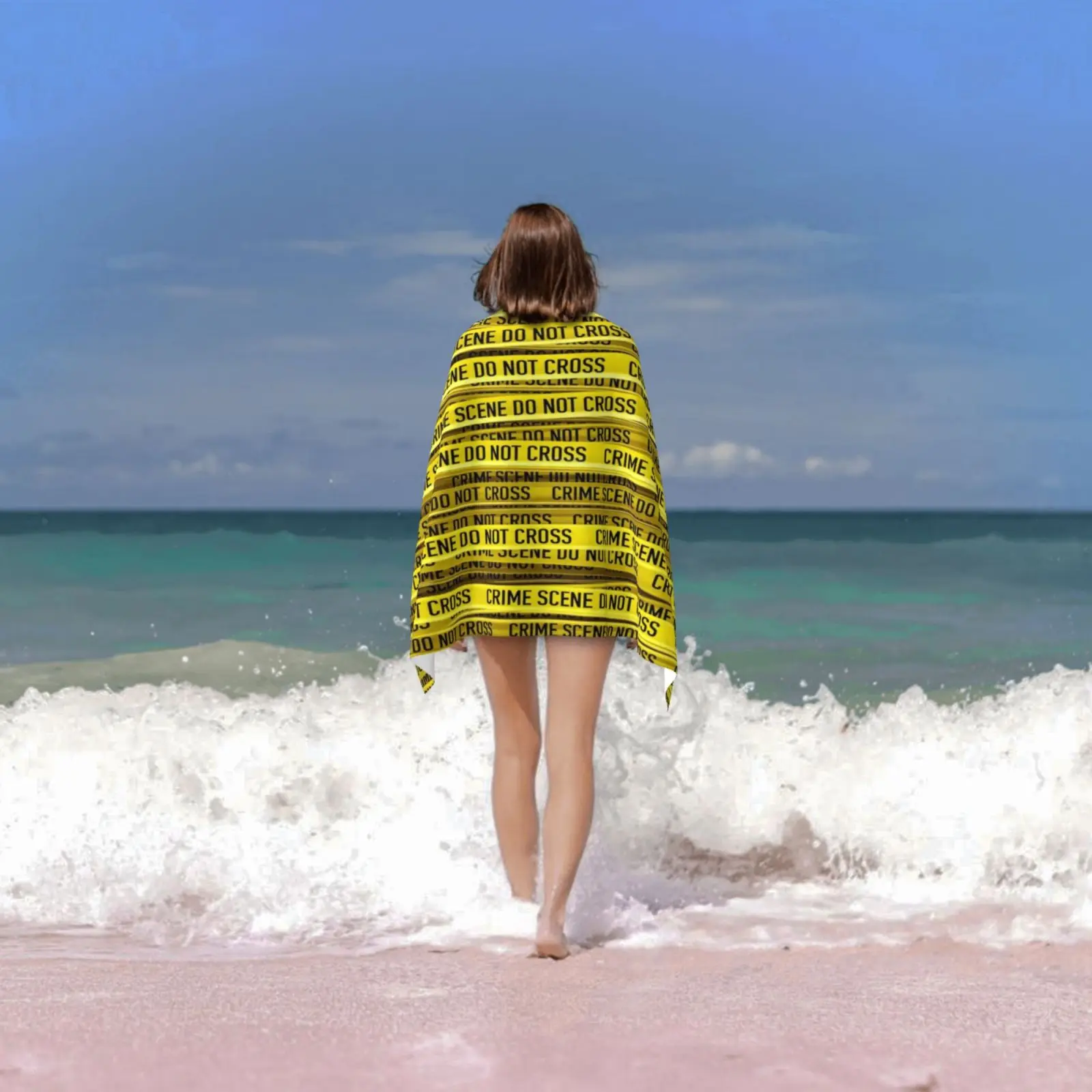 Банное полотенце на заказ желтая лента для полиции расследований убийц крестов |