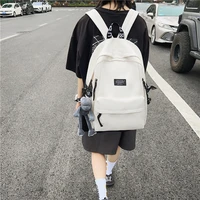 schoolbag fashion ladies mens campus students large capacity trend backpack simple design soft texture nylon canvas backpack