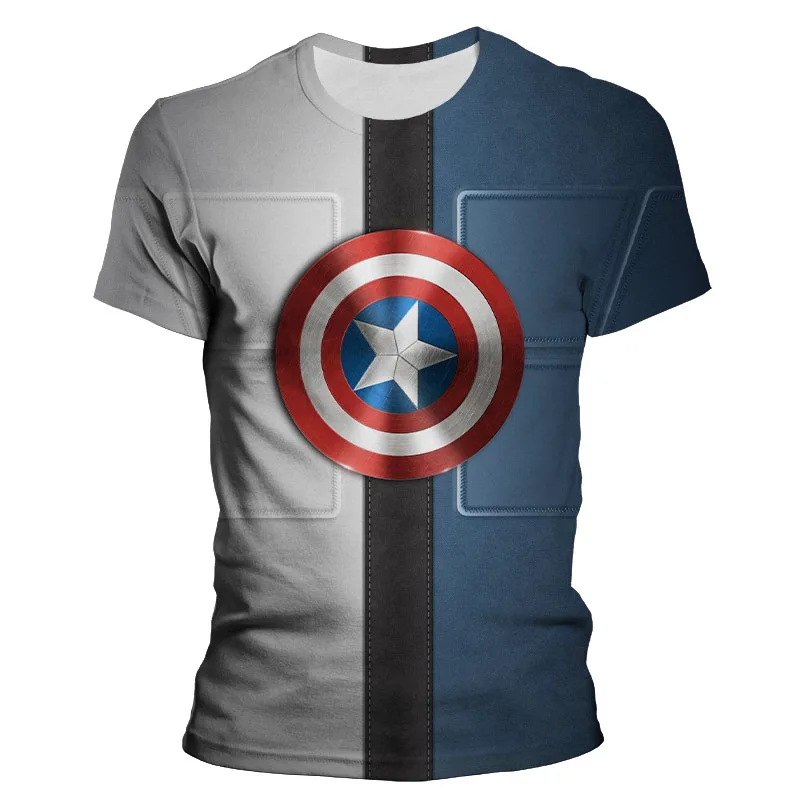 

Marvel Avenger 3D Print T-shirt Men Clothes Superhero Captain America Shield Logo Printing T Shirt Summer Children's Tops
