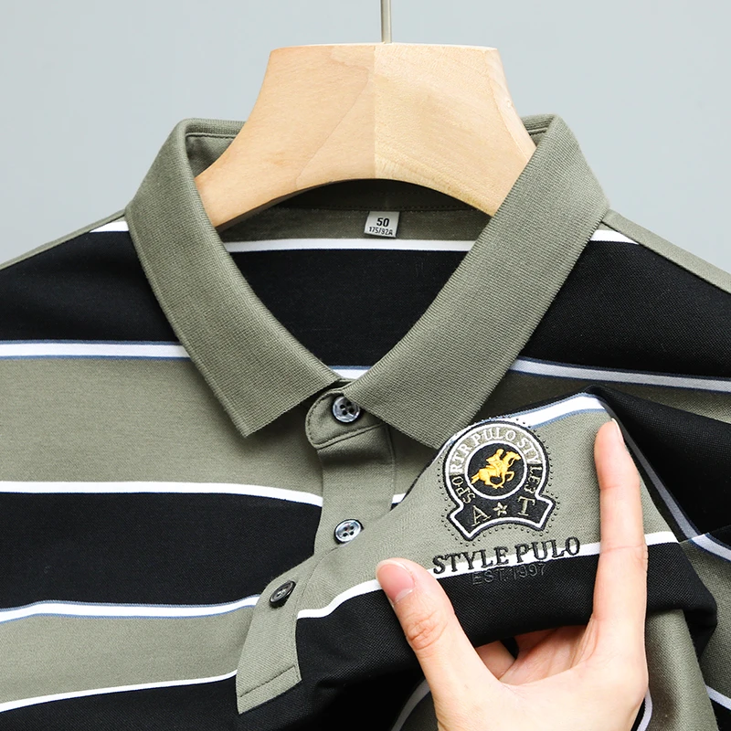 

Рубашка-поло в полоску, из мерсеризованного хлопка, с коротким рукавом