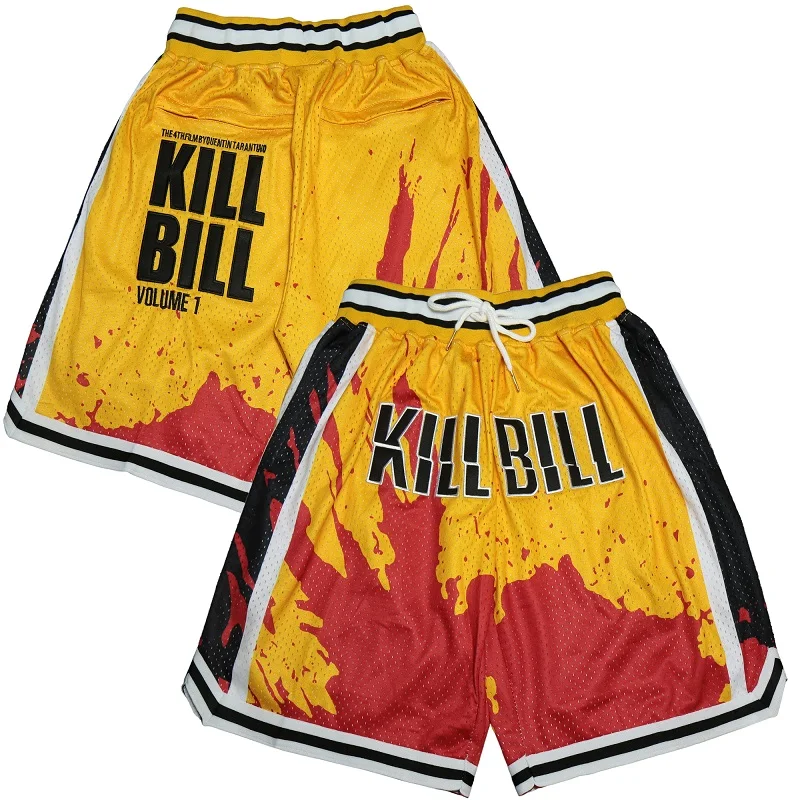 BG Basketball shorts KILL BILL Embroidery sewing Zip pocket outdoor sport big size various styles  yellow sandbeach shorts 2021