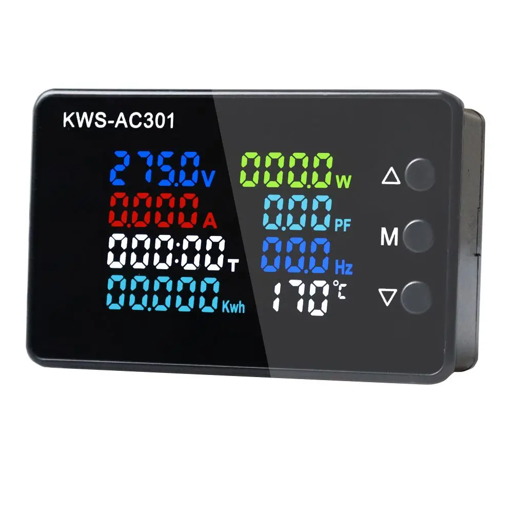 

KWS-AC301 Wattmeter Power Meter Voltmeter AC 50-300V Voltage 50-60HZ Power Analyzers LED AC Electricity Meter 0-20/100A Detector