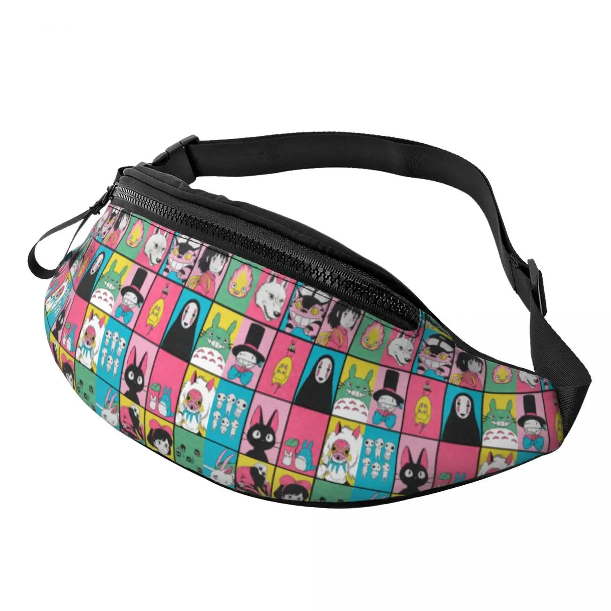 

Hayao Miyazaki Anime Collage Fanny Pack Custom Spirited Away Totoro Crossbody Waist Bag for Travel Hiking Phone Money Pouch