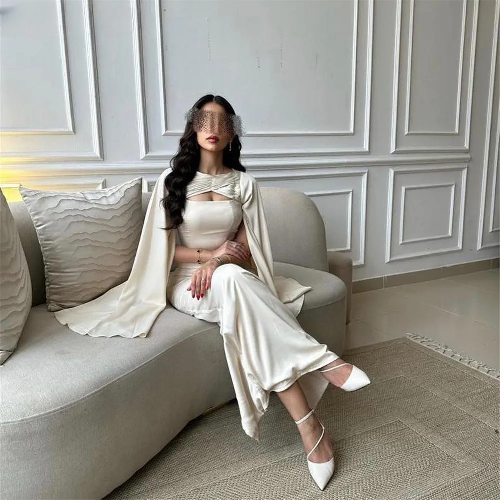 

Вечерние платья из Саудовской Аравии, популярные женские платья для выпускного вечера, вечерние платья до щиколотки с круглым вырезом для торжественных случаев