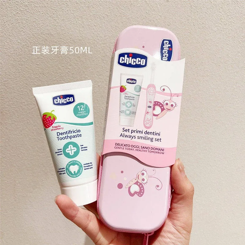 Фото Набор для ухода за полостью рта Chicco Italy для детей от 3 до 12 лет, набор противокариозный, безопасный для глотания. №2