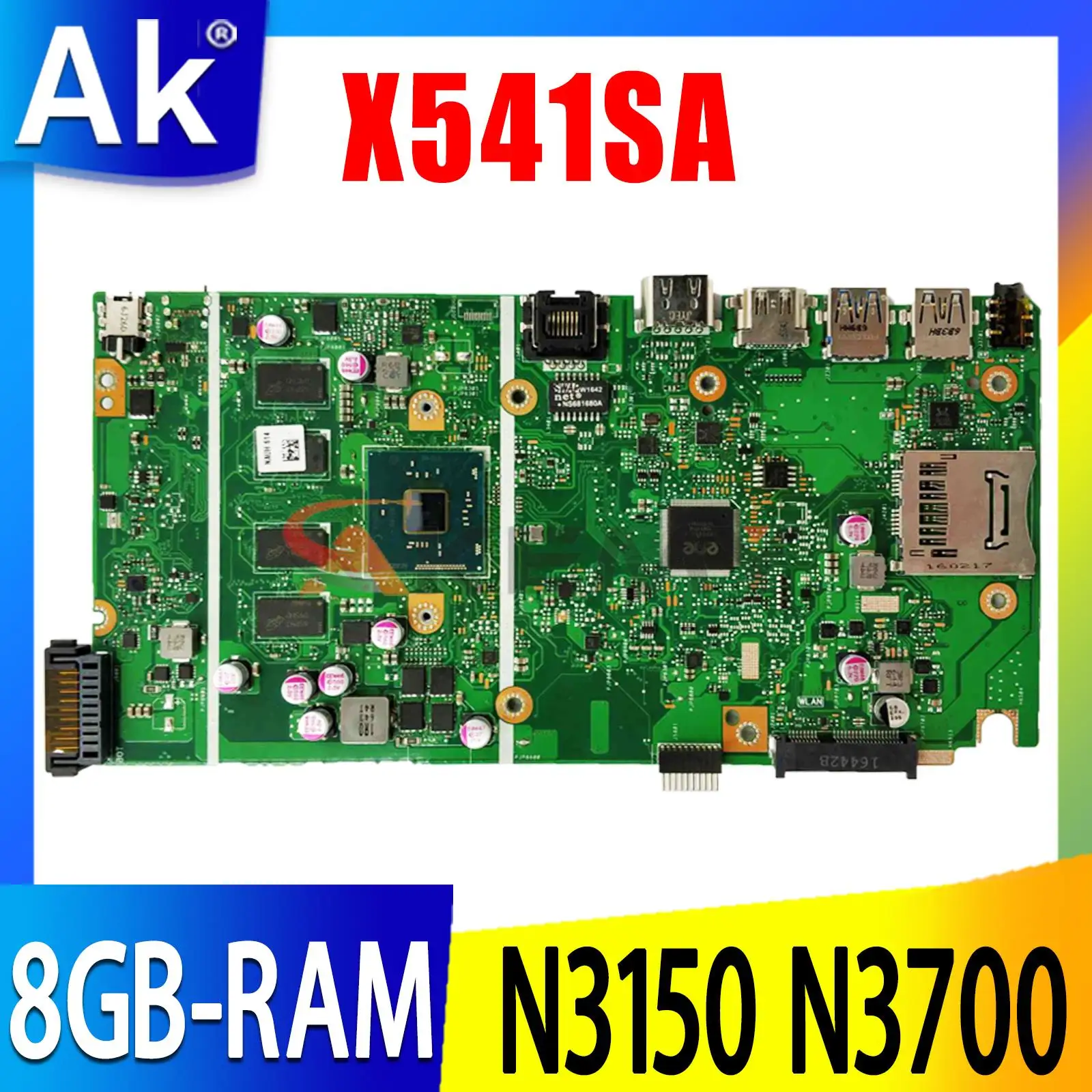Оригинальная материнская плата X541SA REV 2,0, ОЗУ 4 ГБ, 8 ГБ, процессор N3050 N3150 N3700 для материнской платы ноутбука ASUS X541 X541S X541SA