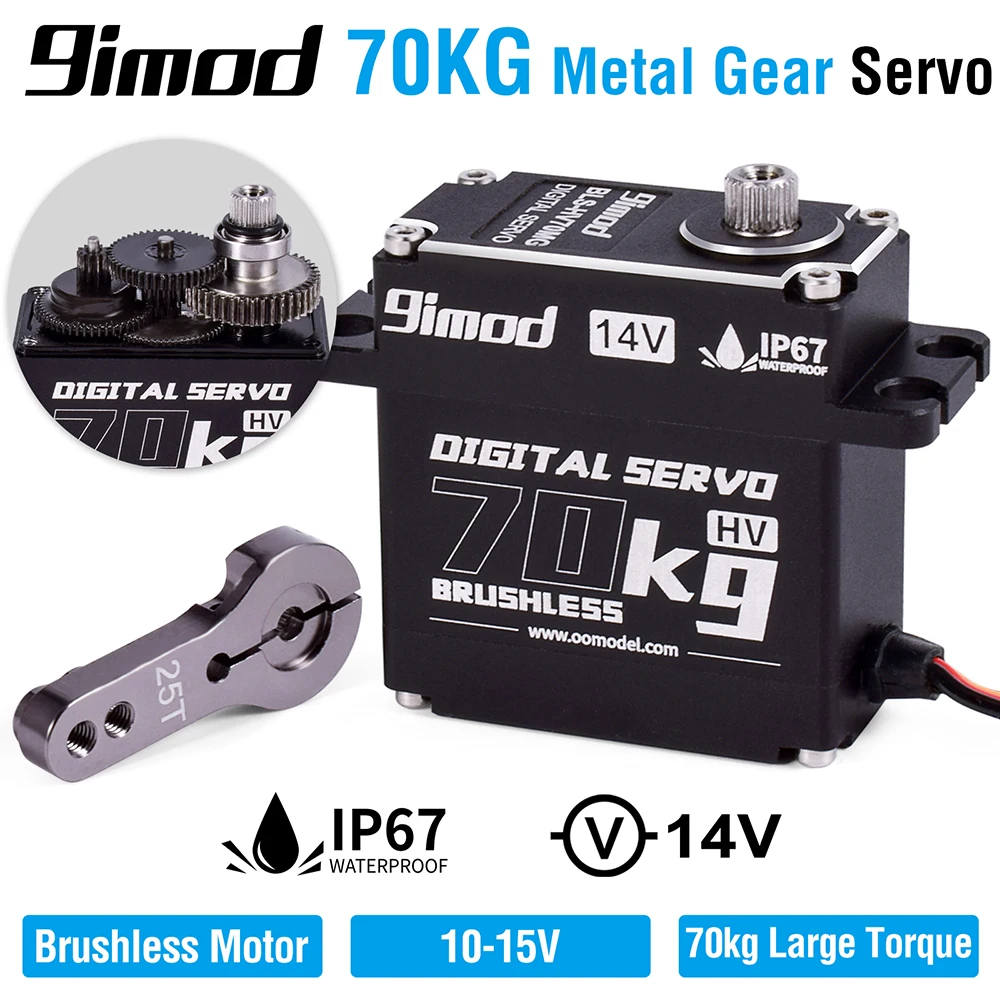 

9imod Srevo 70KG Digital Waterproof Brushless Servo Motor HV High Torque 180°270°360° Metal Gear Steering Servo for 1/10 RC Car