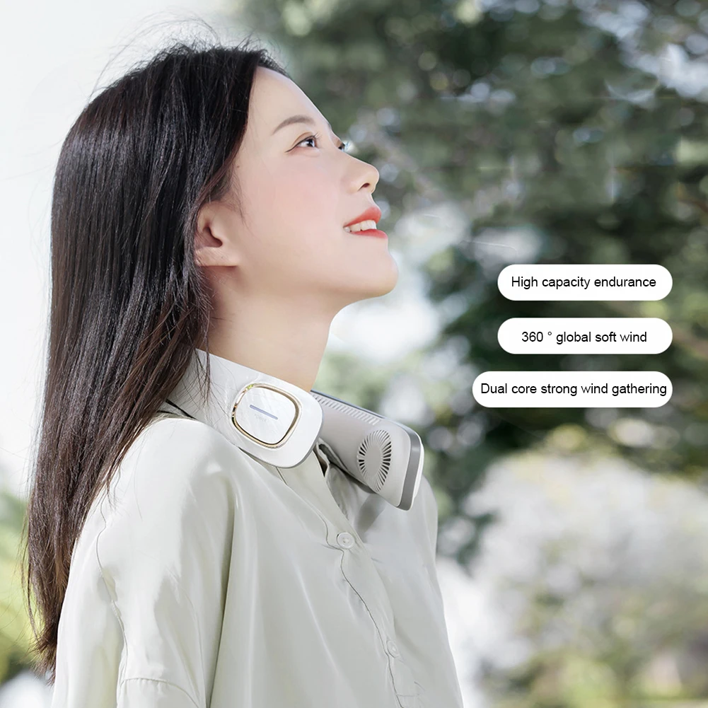 

Mini Portable Leafless Neck Fan USB Rechargeable 360° Air Supply Personal Wearable Mute Sports Fans for Outdoor Travel Neck Fan