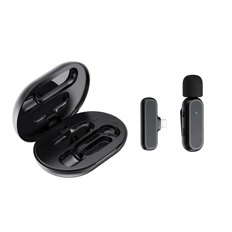 

J13 Wireless Lapel Microphone Lavalier Mic DSP Noise Reduction 20hours Live Interview Mobile Phone for iPhone with Charging Box