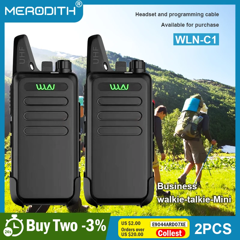 WLN KD C1 mini walkie talkie professional 1 or 2 UHF 400-470mHz supporting 16-channel Ham CB radio walkie talkie long range