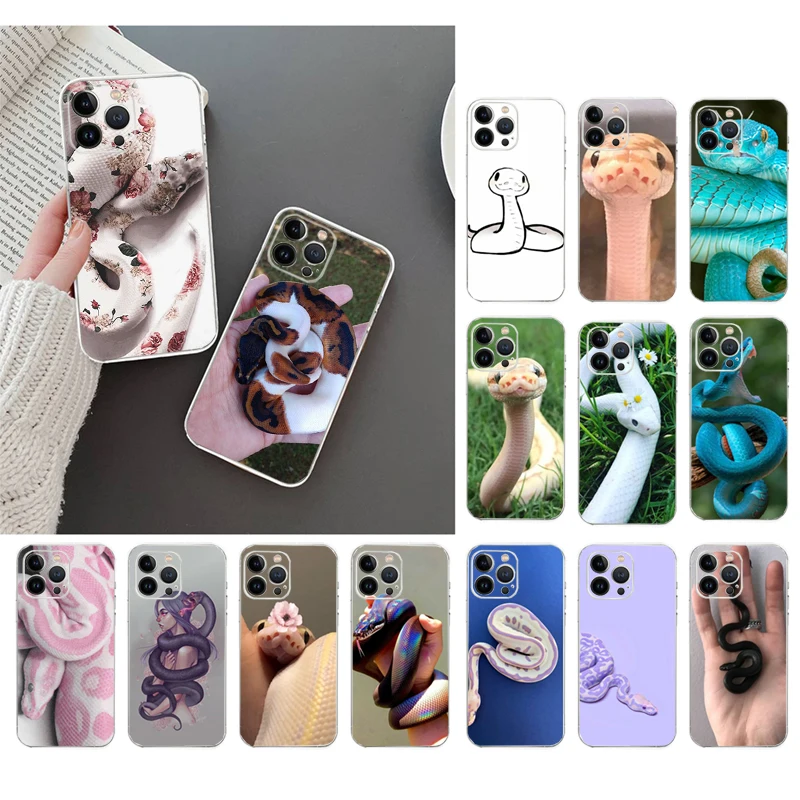 

Phone Case For iphone 14 Pro Max 13 12 11 Pro Max XS XR X 12mini 7 8 Plus SE Cute Snake Case Funda