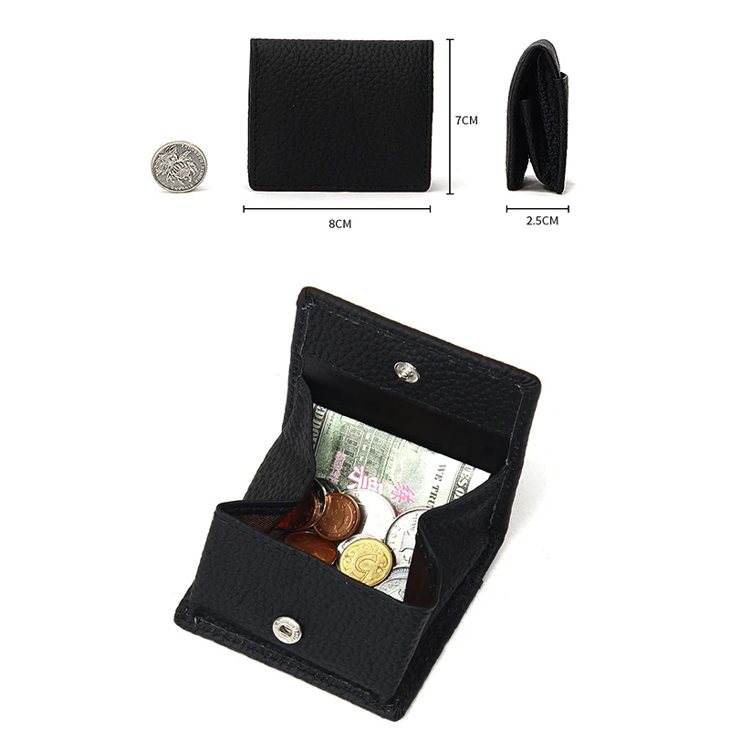 Japanese Style Genuine Leather Coin Purse Fashion Mini Hasp Wallets Case Storage Bag Card Holder Square Coin Pocket for Women