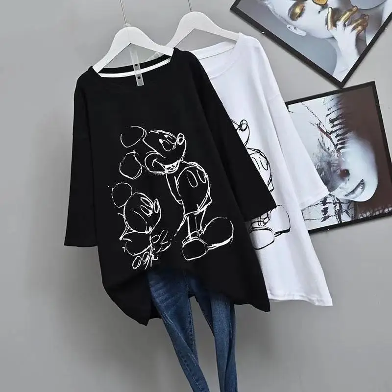 

New Hot OverSize big large size 150kg Summer Women Shorts Mid-Length Long Loose Elastic Comfort T Shirt Lady Tops Female Clothes