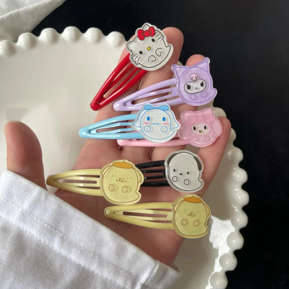 

2 шт. Kawaii Kuromi Sanrio плюшевая моя мелодия Коричный пудинг собака мультфильм милый Призрак шпилька для волос для девочки день рождения Gi