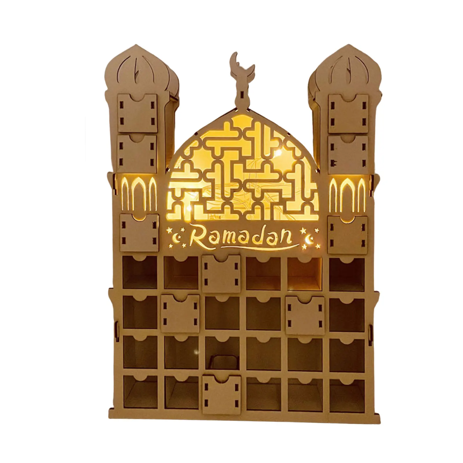 

Advent Calendar Ramadan Decorations Eid Mubarak Countdown Calendar With Light DIY Wooden Muslim Islam Mosque Centerpiece