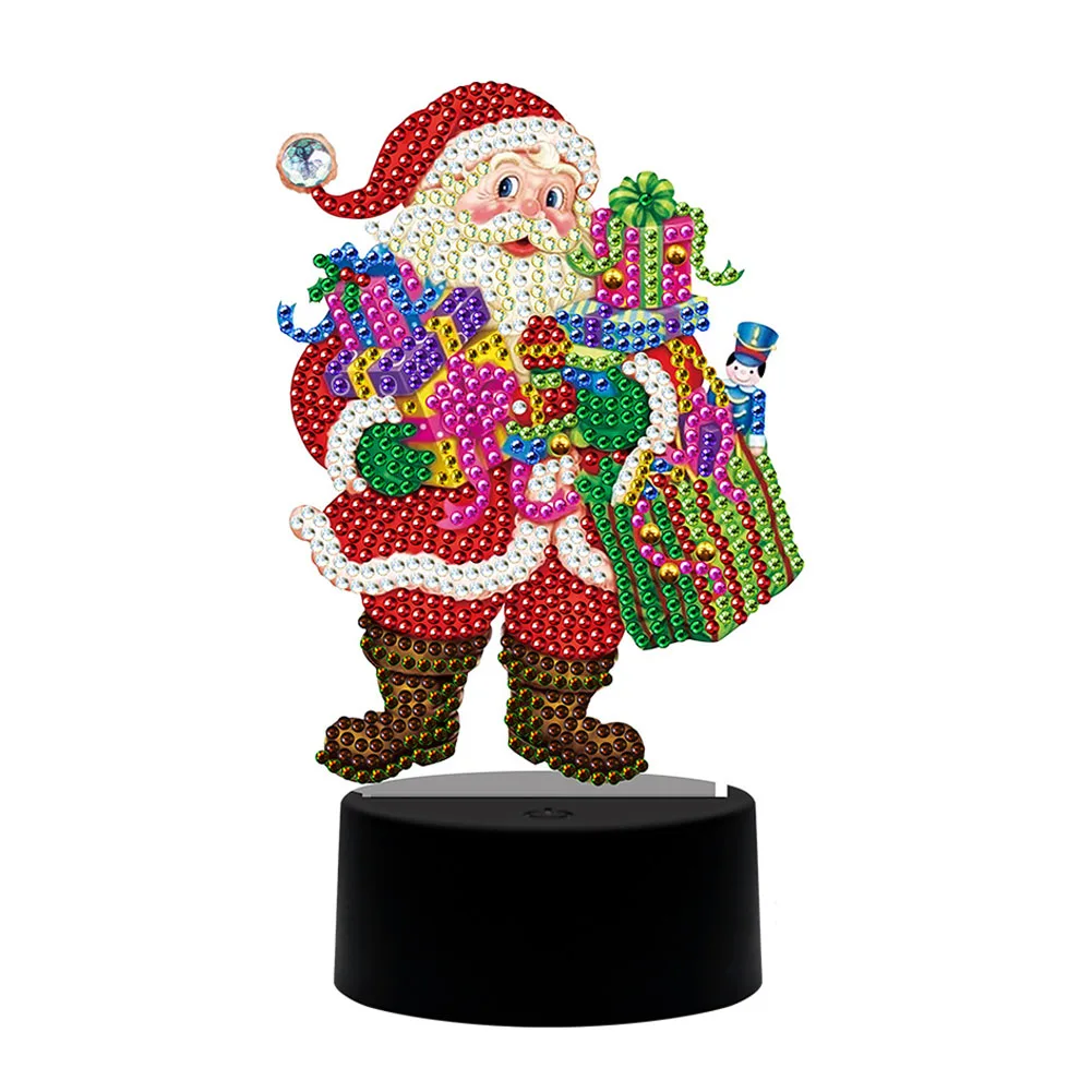

Enjoy DIY Process with Families, Christmas Santa Claus Snowman Led Desktop Decoration, Resin Diamonds, Delicate Craft