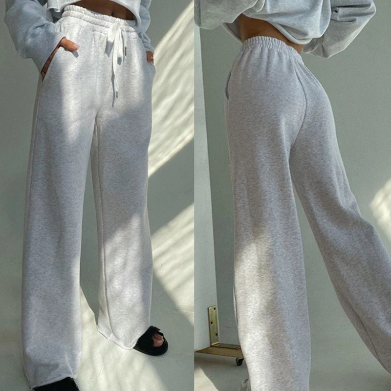 

Модные женские свободные длинные брюки для отдыха с эластичным поясом, женские повседневные широкие брюки