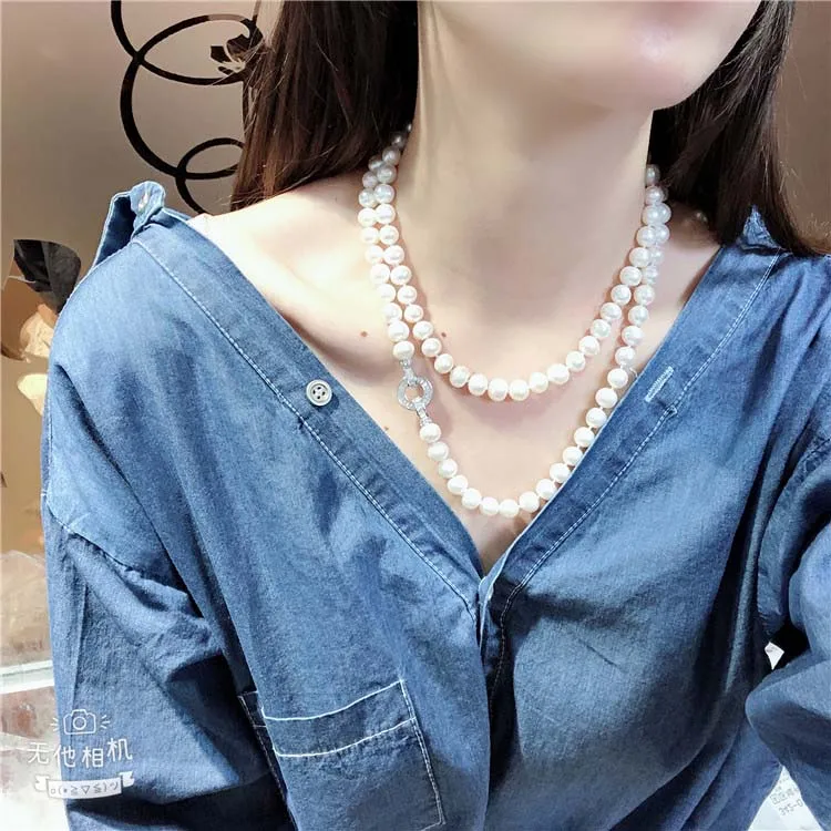 Ожерелье из натурального белого жемчуга 33 &quot10-11 мм